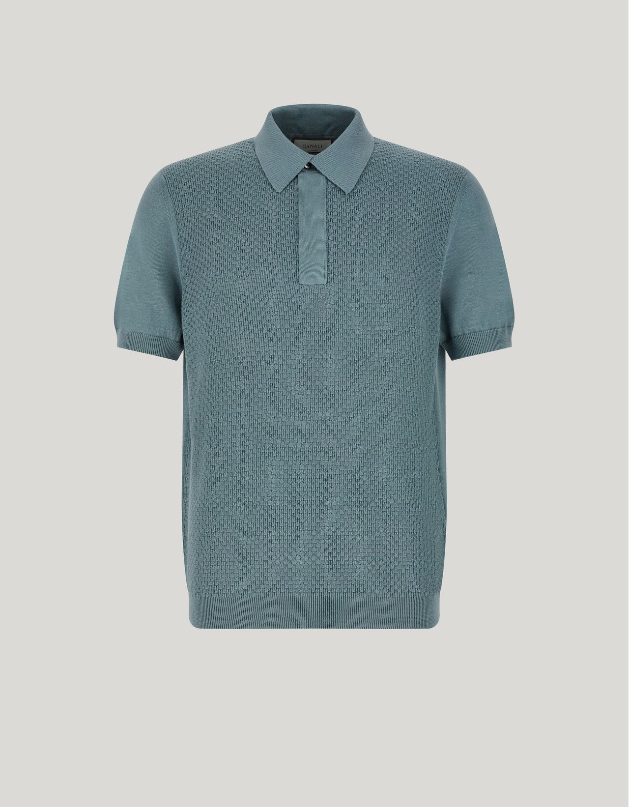 Canali Polo Vert En Coton Micro-structuré In Blue