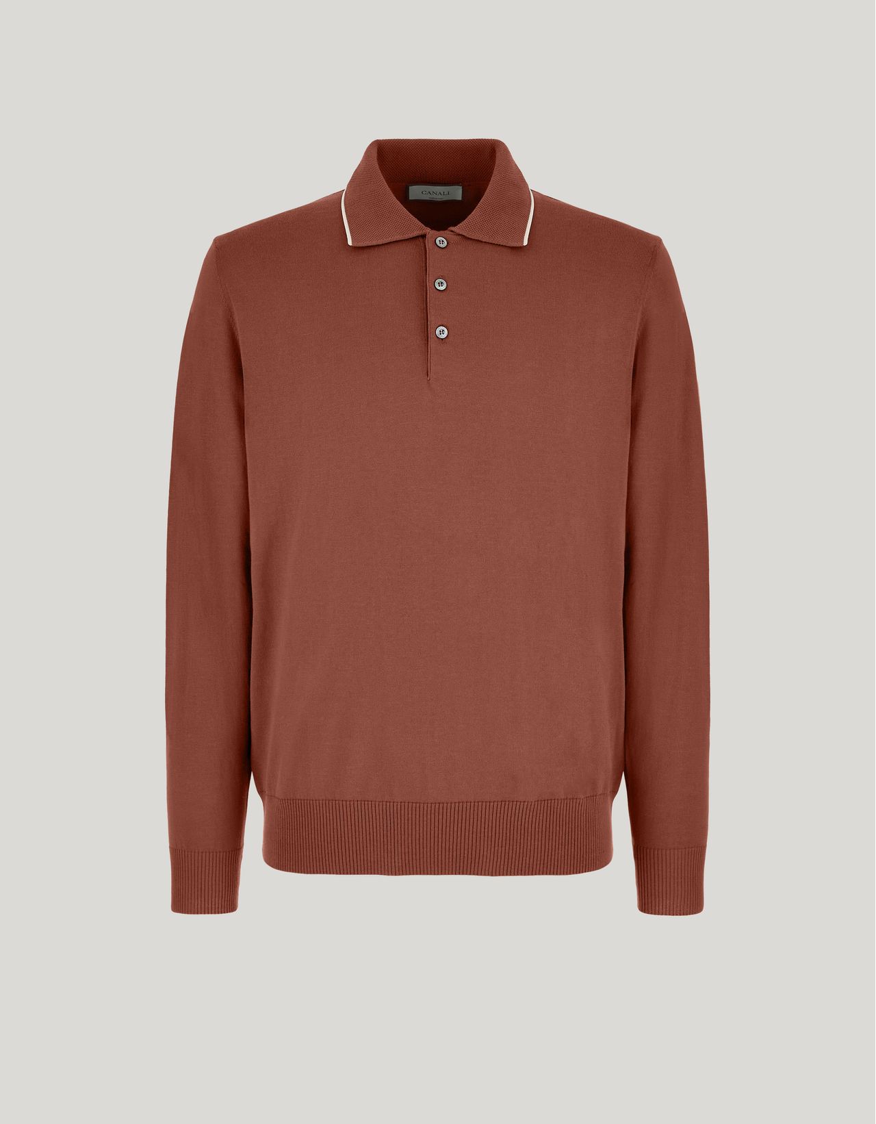 Canali Polo En Coton Marsala In Brown