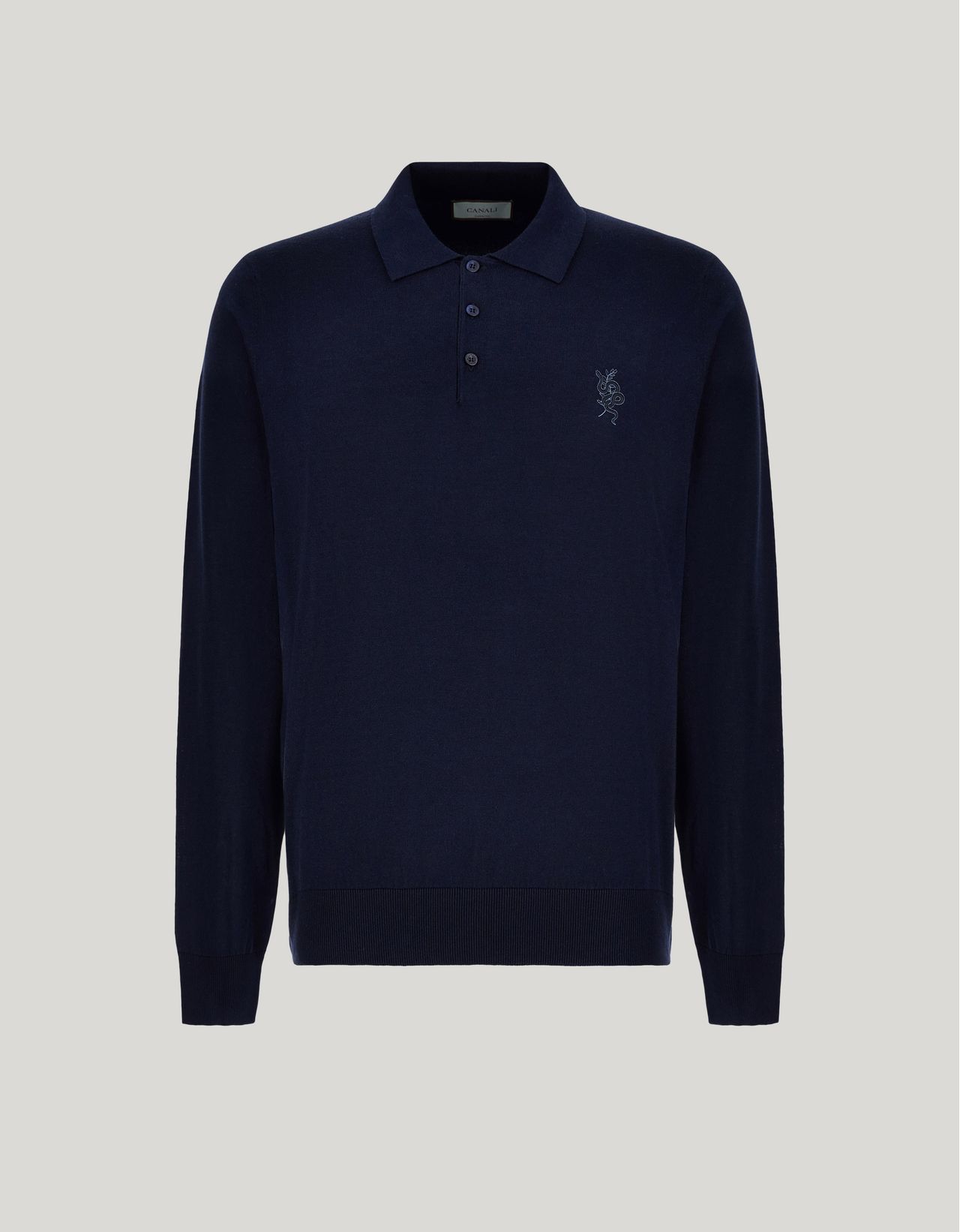 Canali Polo En Polycoton Avec Broderie Bleu Marine In Blue