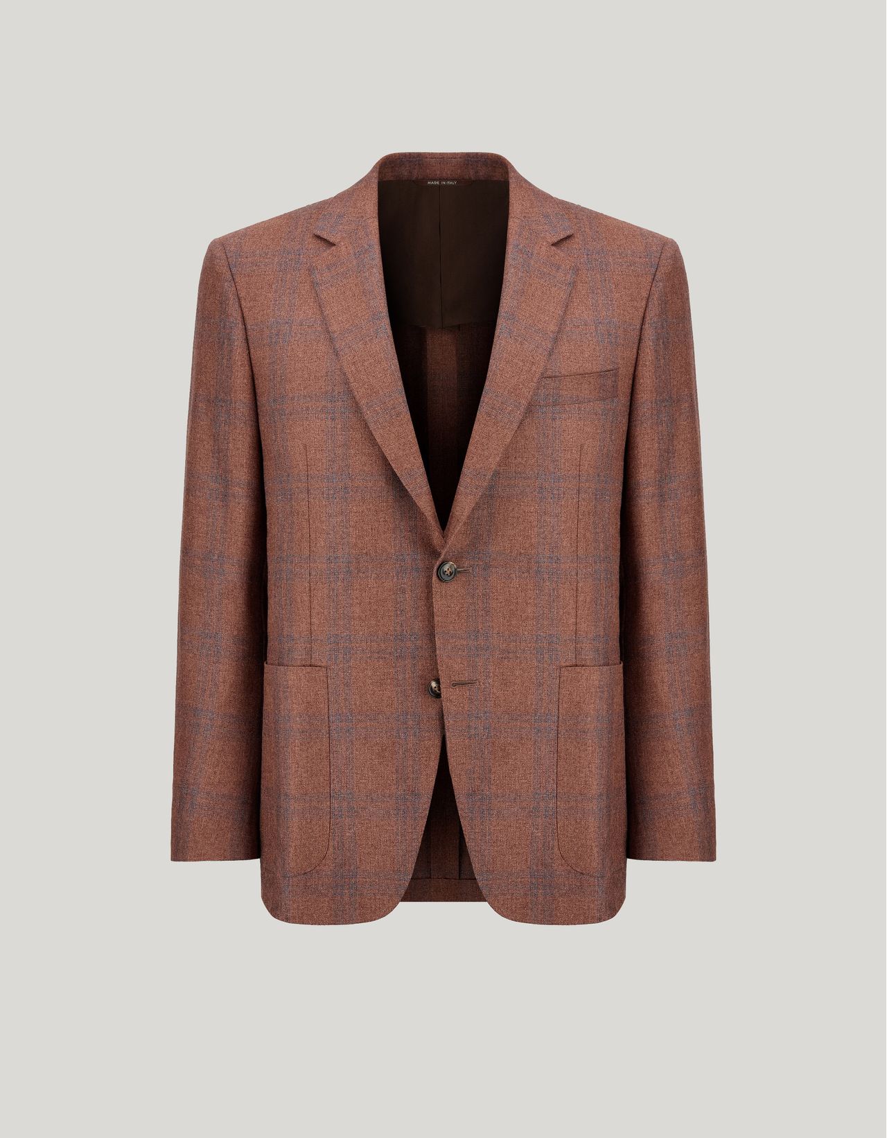 Canali Veste Marron Et Bleu Clair À Carreaux, En Soie Et Cachemire In Brown