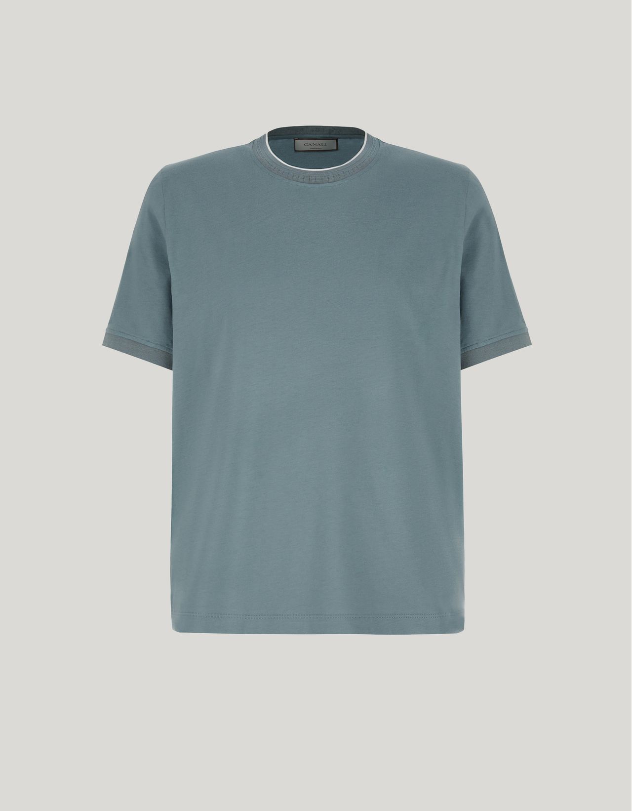 Canali T-shirt Vert Et Blanc En Polycoton In Green