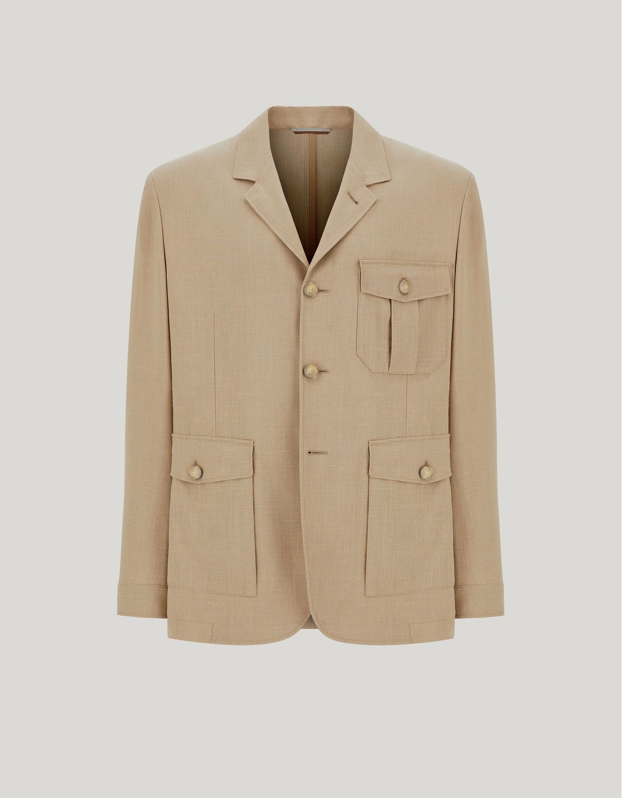 Canali Veste Travel Sable En Laine, Soie Et Lin In Neutral