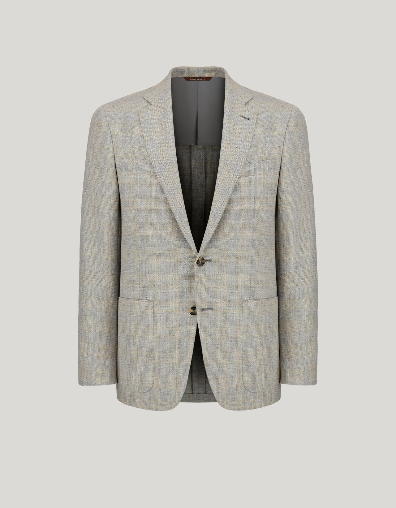 Canali Veste Grise Et Beige À Grands Carreaux, En Soie Et Laine In Gray