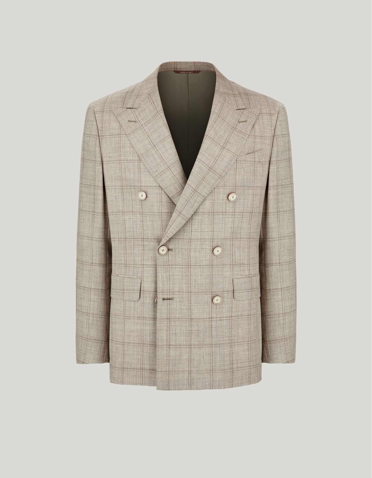 Canali Veste Croisée Beige En Laine, Soie Et Lin Travel In Multi