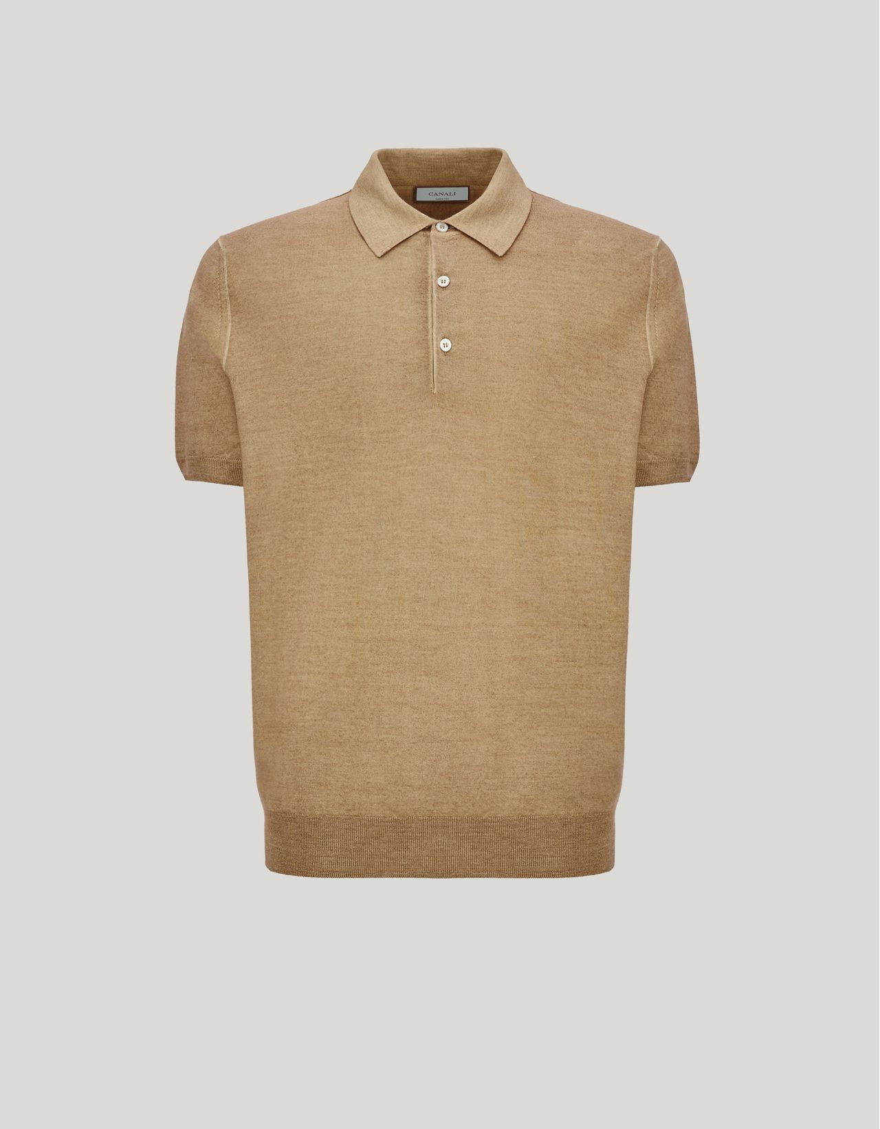 Canali Nuvola Polo En Laine Et Soie Ocre In Brown