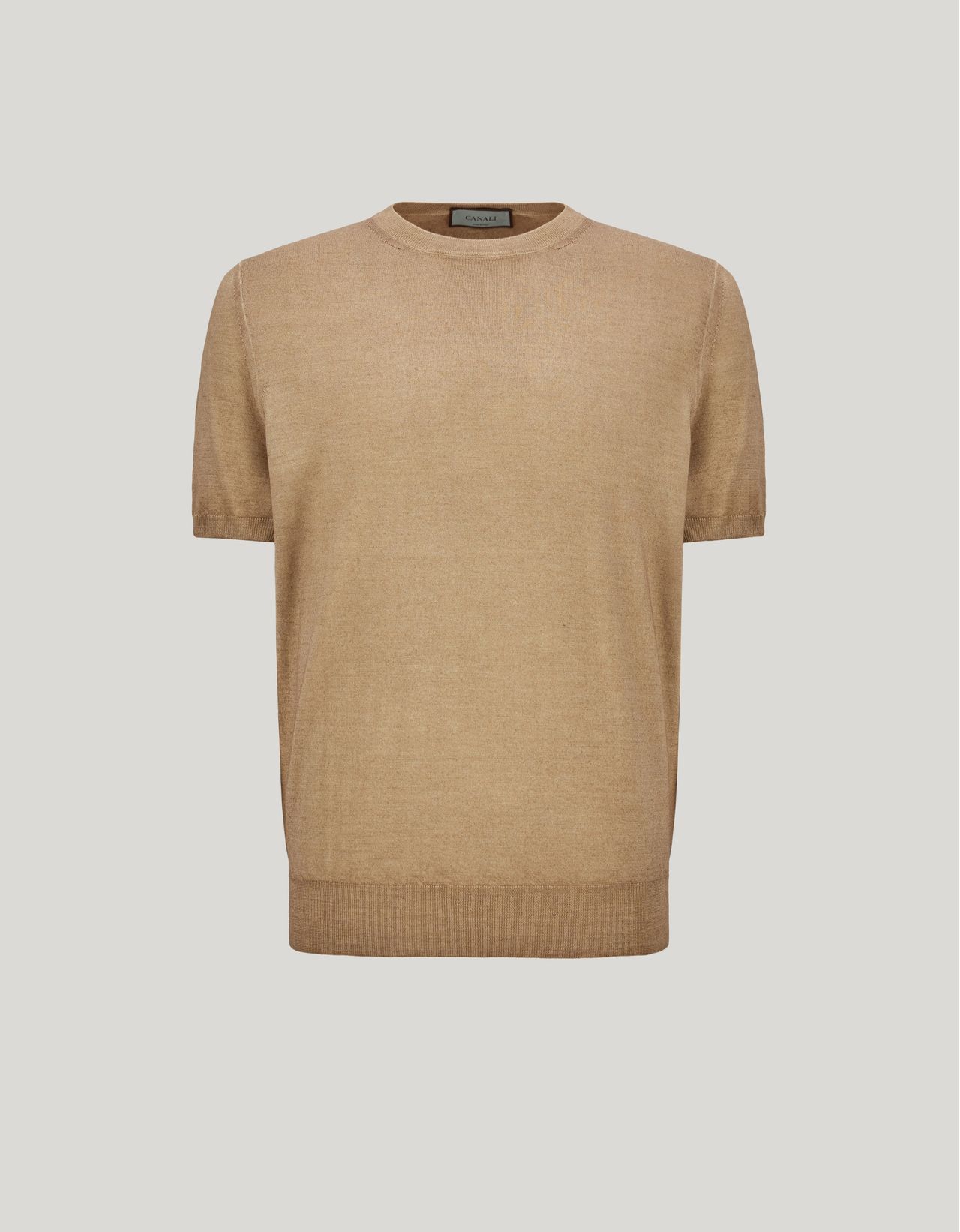 Canali Nuvola T-shirt, Laine Et Soie Ocre In Brown