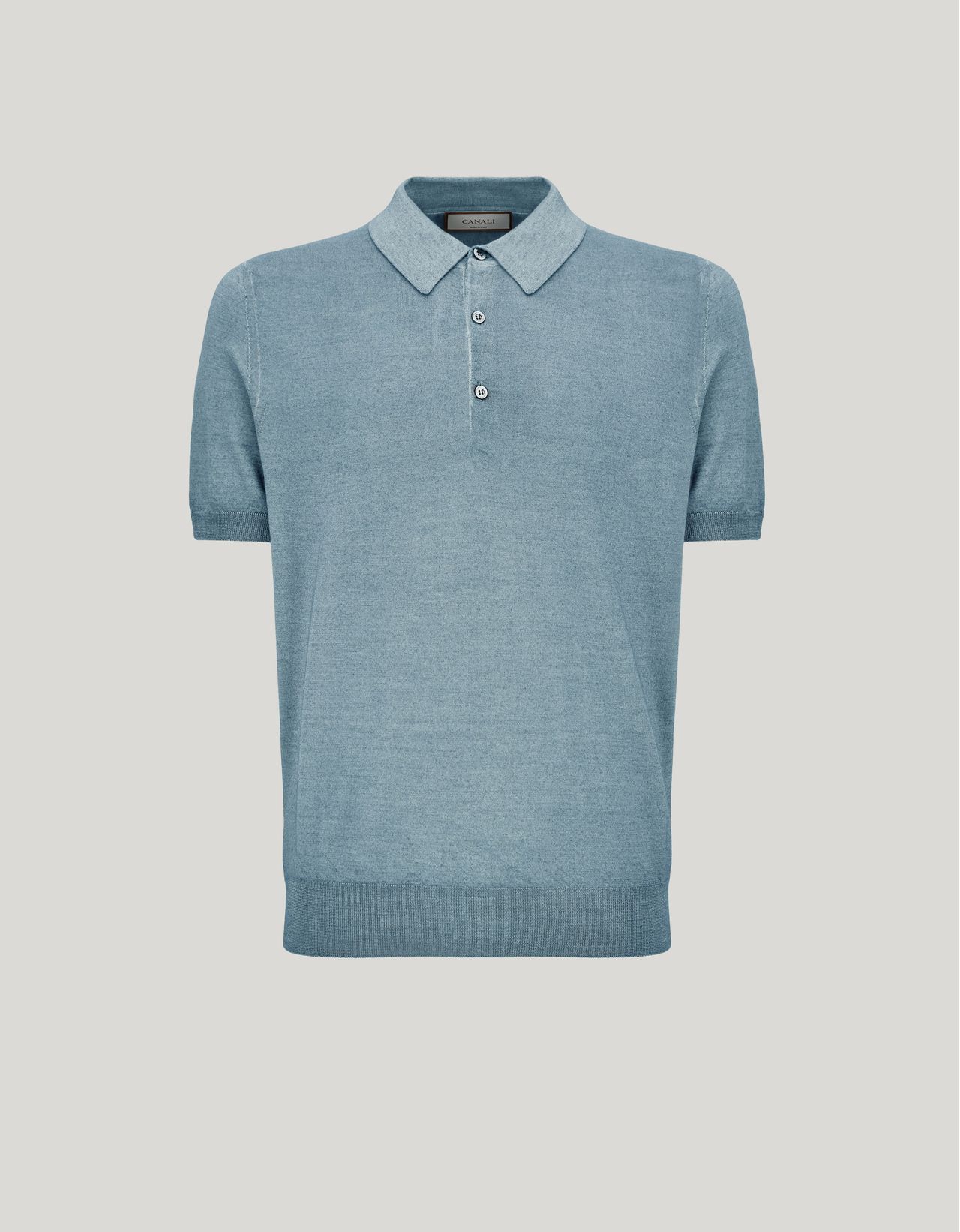 Canali Nuvola Polo Vert En Laine Et Soie In Blue