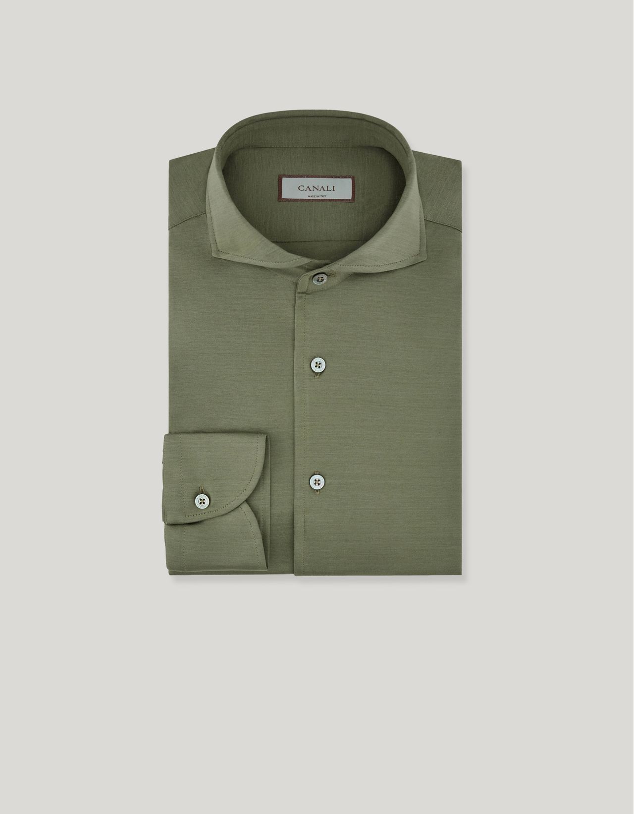 Canali Chemise Verte, Coupe Slim, En Jersey De Coton In Green