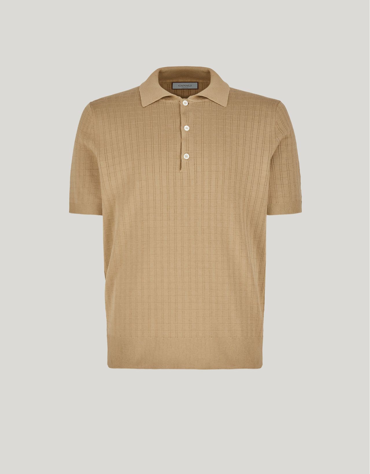 Canali Polo En Soie Et Coton Ocre In Brown