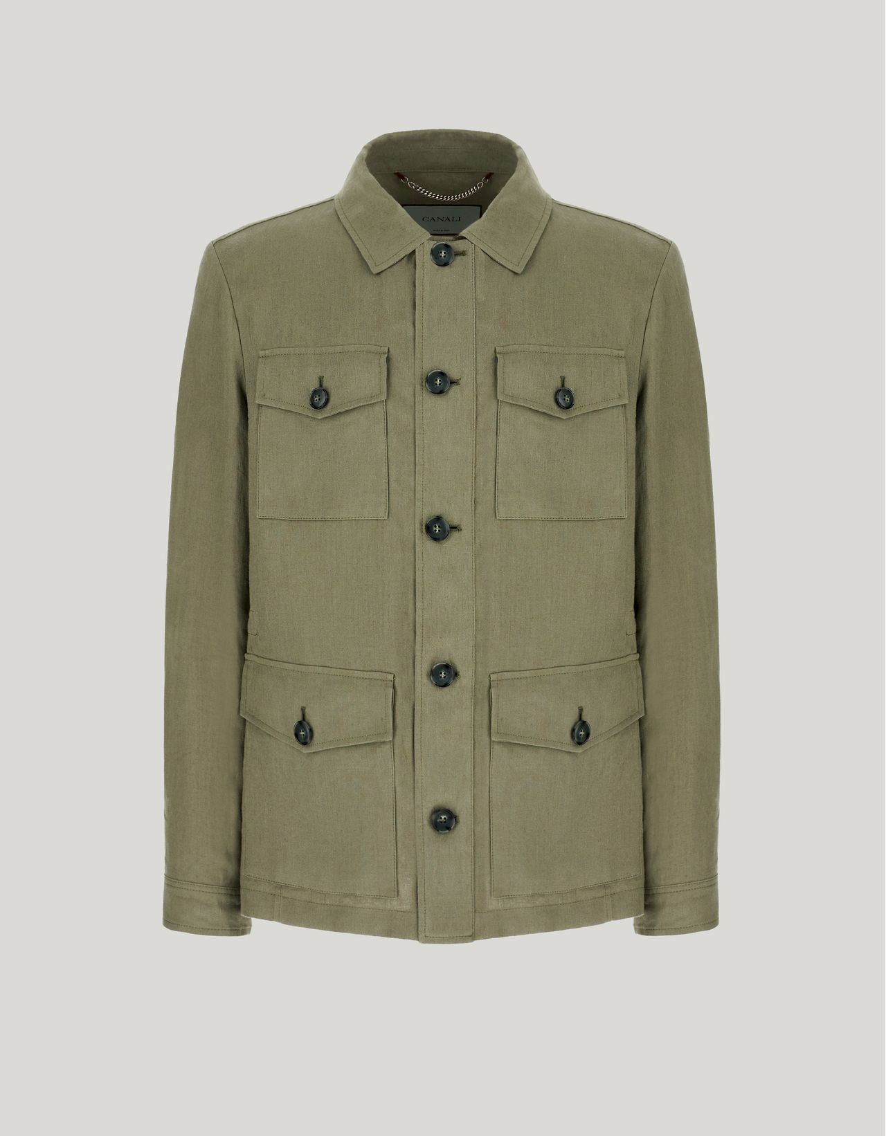 Canali Veste En Lin Vert Sauge In Green