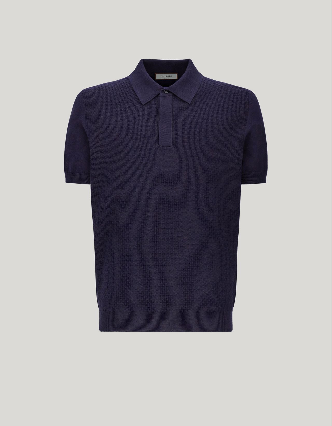 Canali Polo Bleu En Coton Micro-structuré In Blue