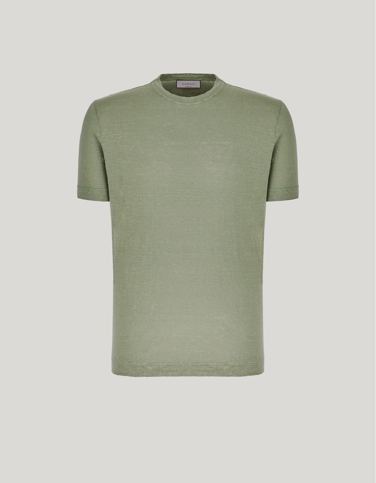Canali T-shirt En Lin Vert Sauge In Gray