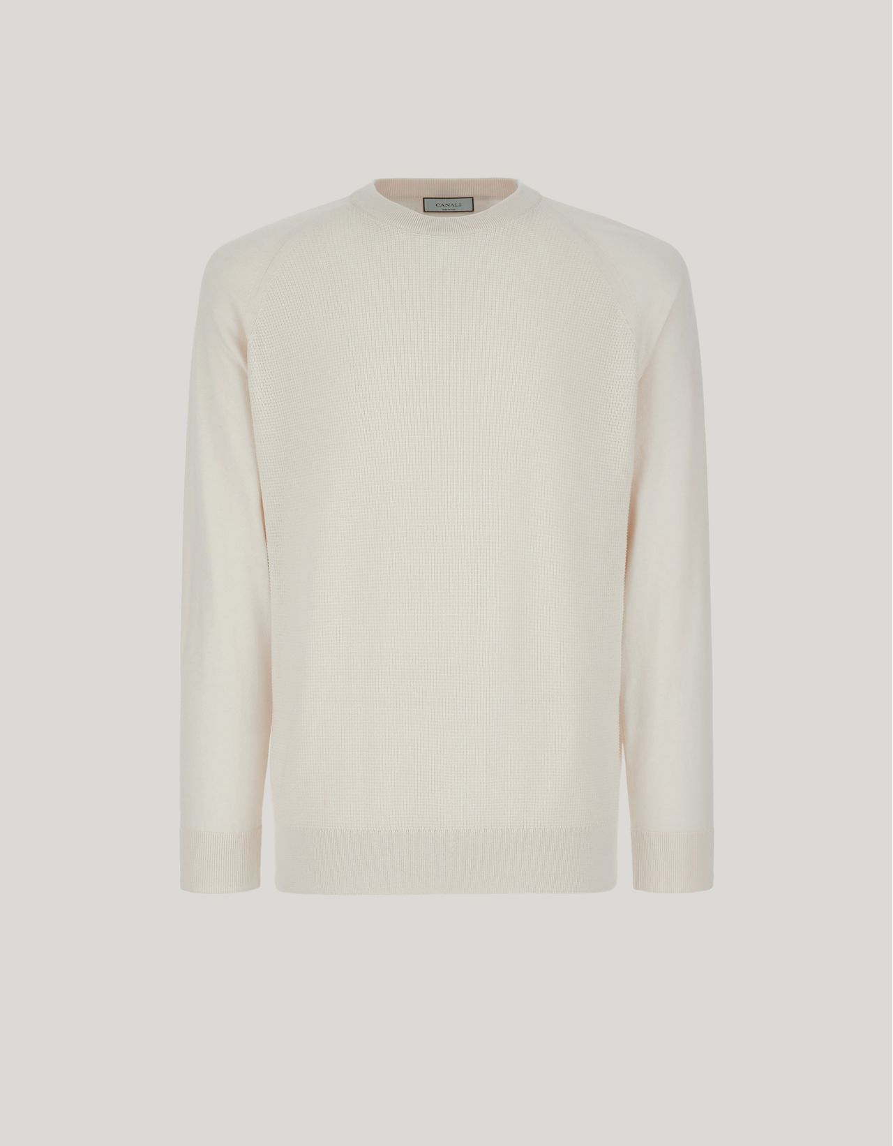 Canali Pull Col Rond À Manches Longues En Jersey De Coton Et De Soie Couleur Crème In Neutral