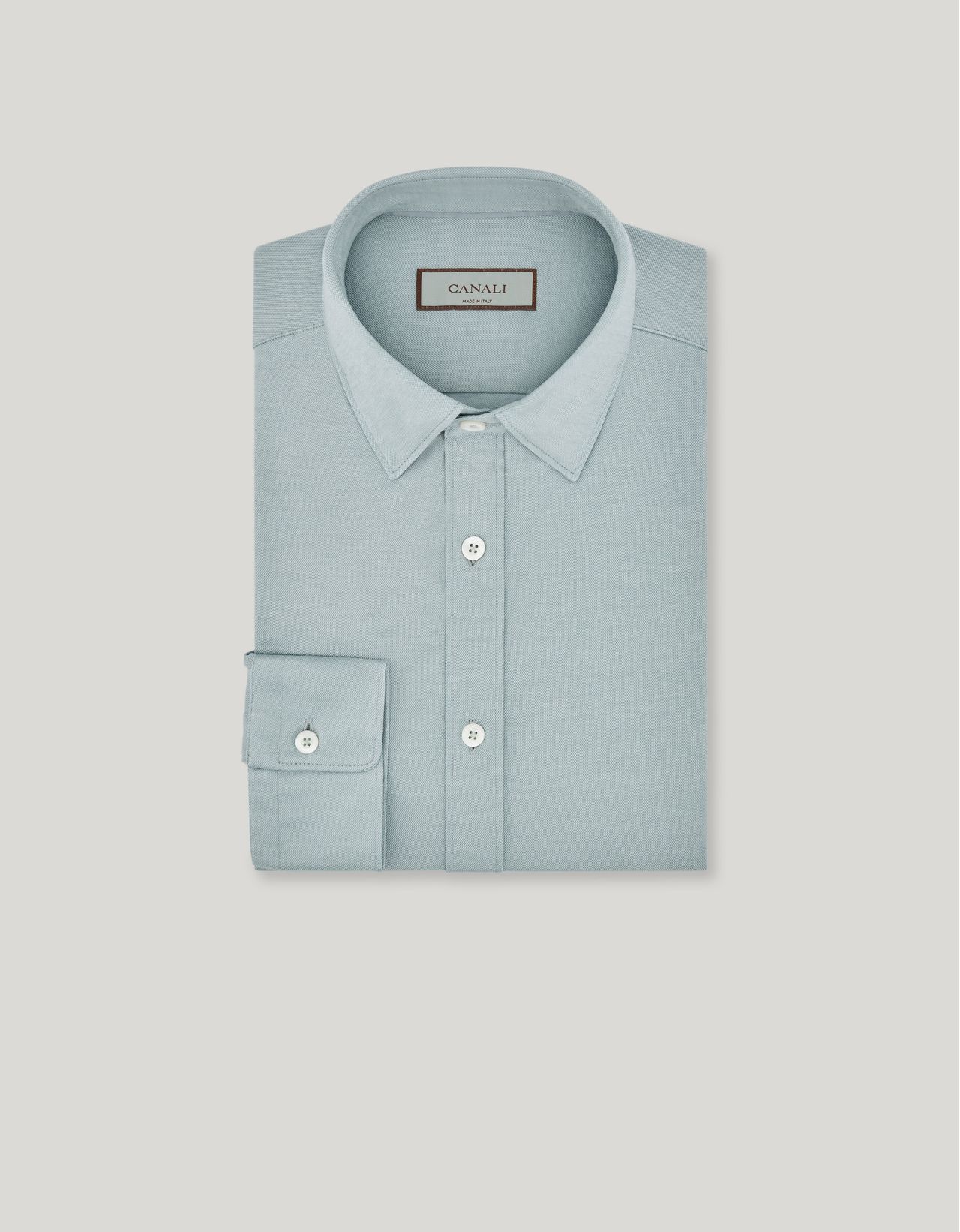 Canali Chemise Casual Regular Fit En Jersey De Coton Et Lyocell In Blue