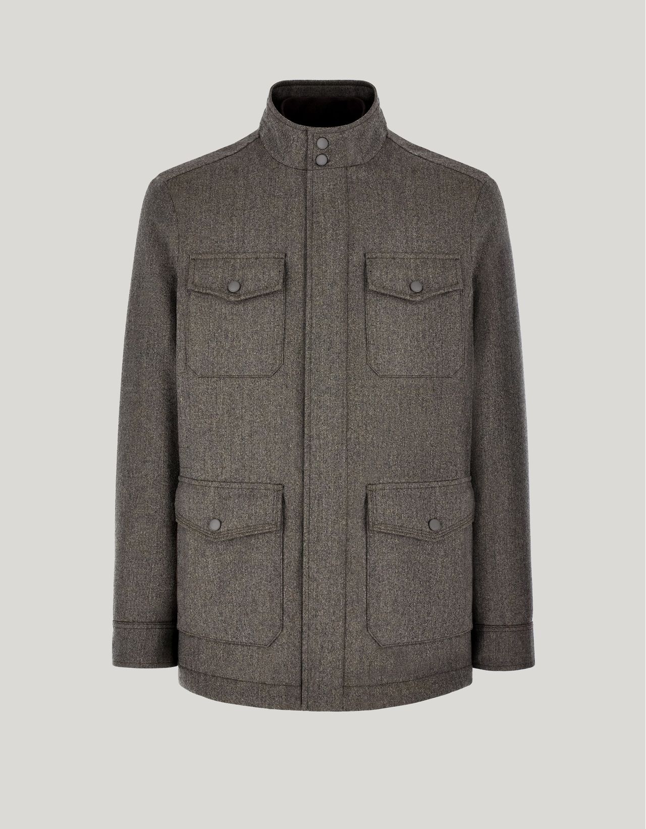 Canali Veste De Campagne Avec Partie Avant En Flanelle « Impeccabile » Noyer In Gray