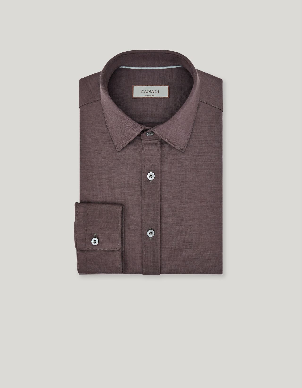 Canali Chemise Casual Impeccabile Regular Fit En Jersey De Laine In Purple