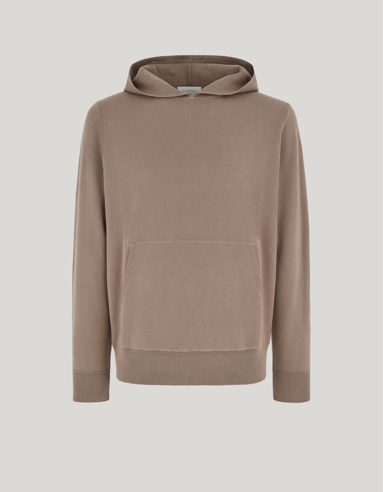 Canali Beechwood-blend Fabric Stitch Sandstone Hooded Sweatshirt In Brown