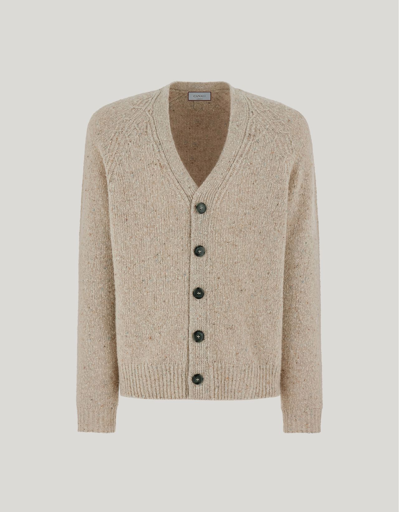 Canali Beige Wool-viscose Blend Cardigan In Neutral