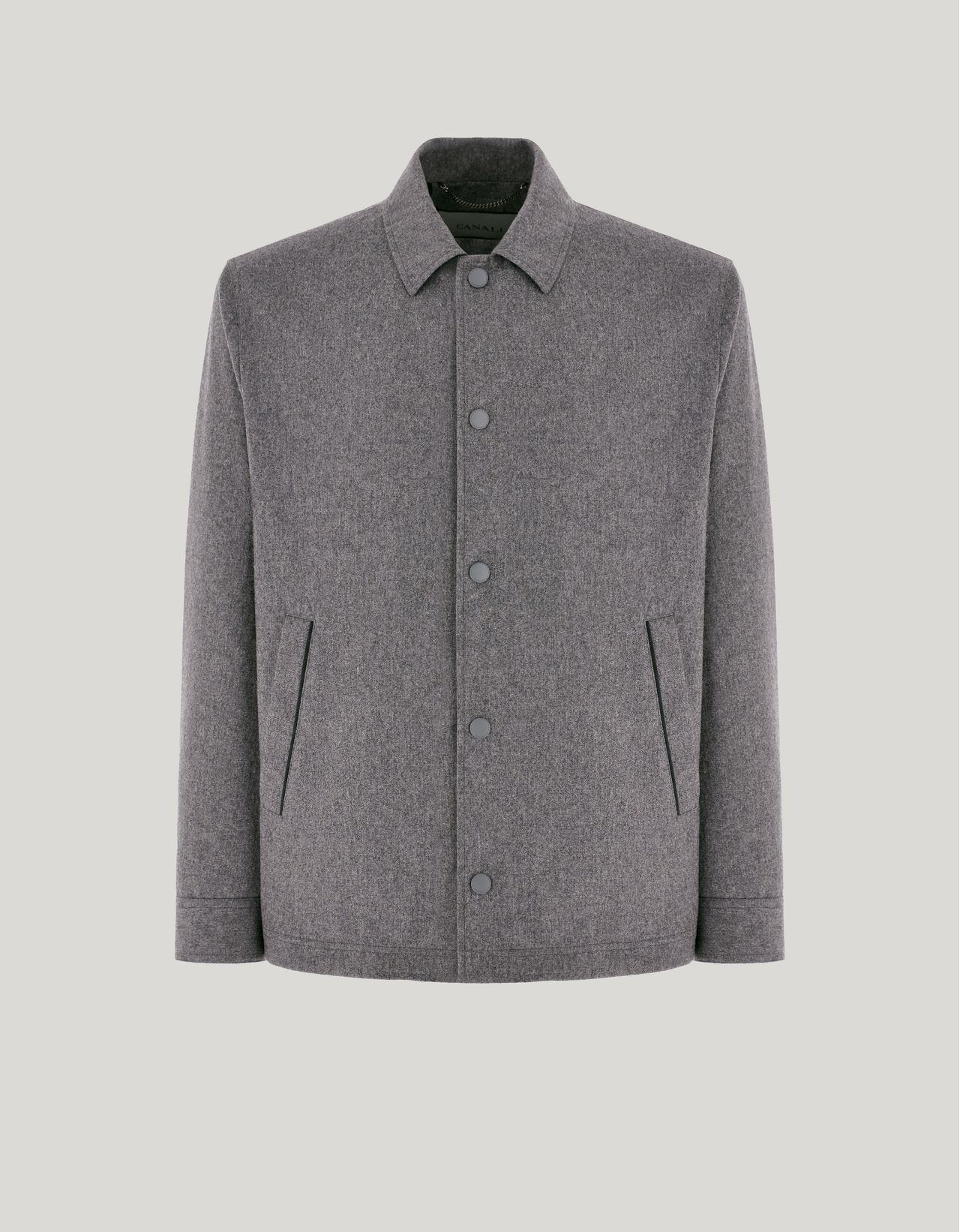 Canali Gray Mélange Lined Cashmere Blend Overshirt With Membrane In Gray