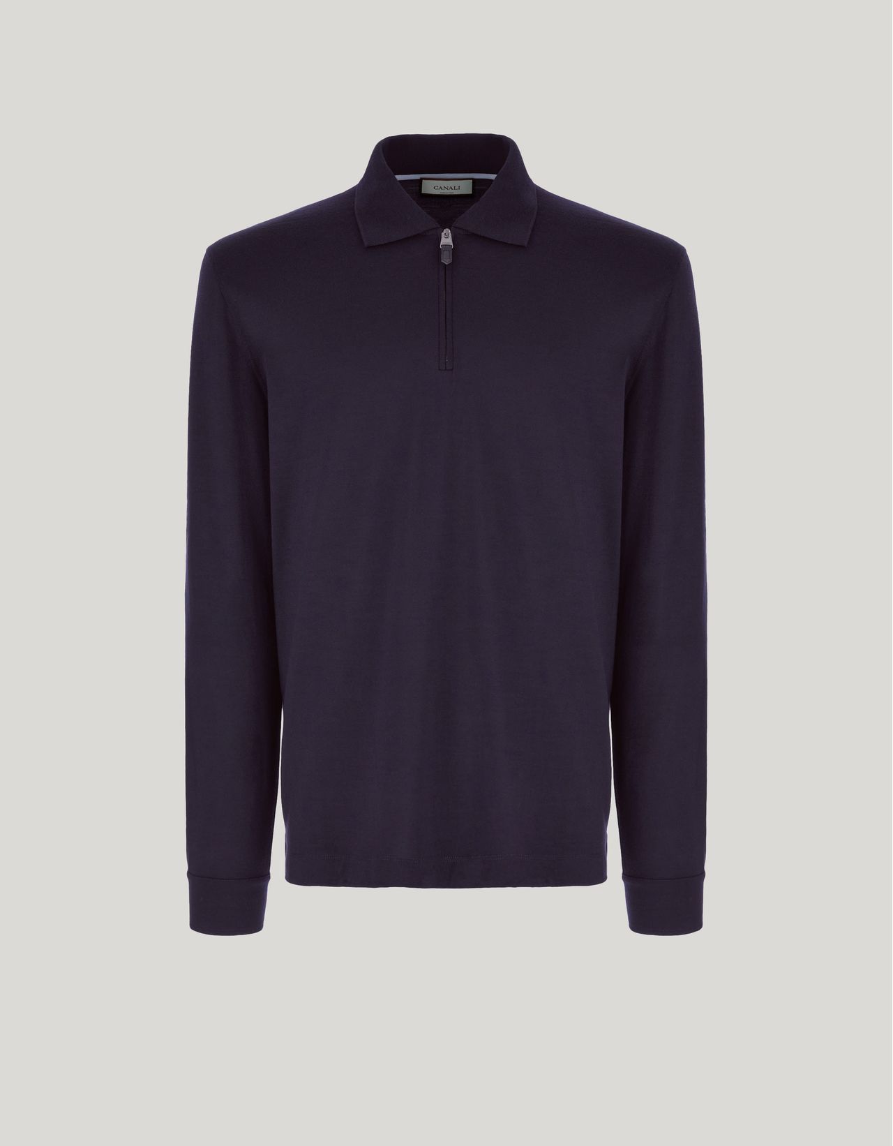 Canali Dark Navy Pure 120's Impeccabile Wool Polo Shirt In Blue