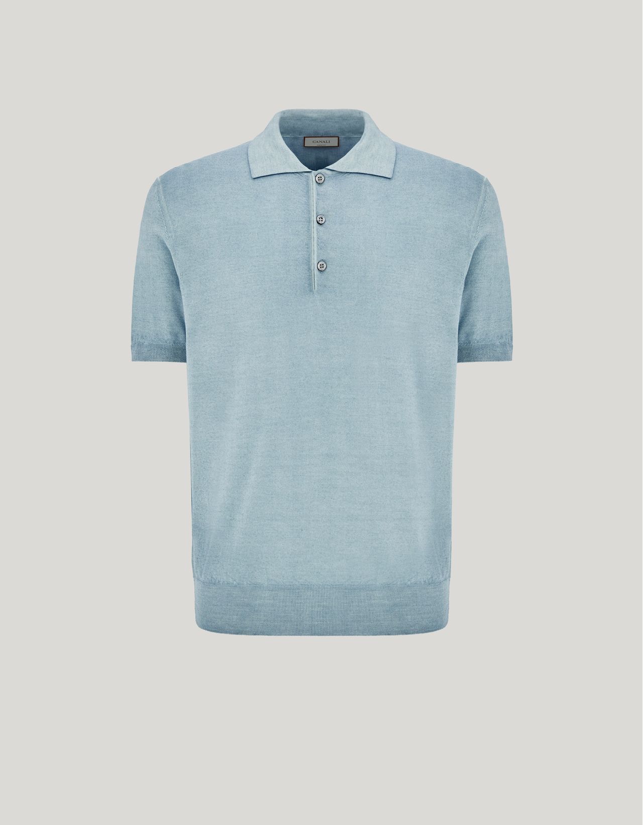 Canali Nuvola Brianza Green Garment-dyed Wool And Silk Polo Shirt In Blue