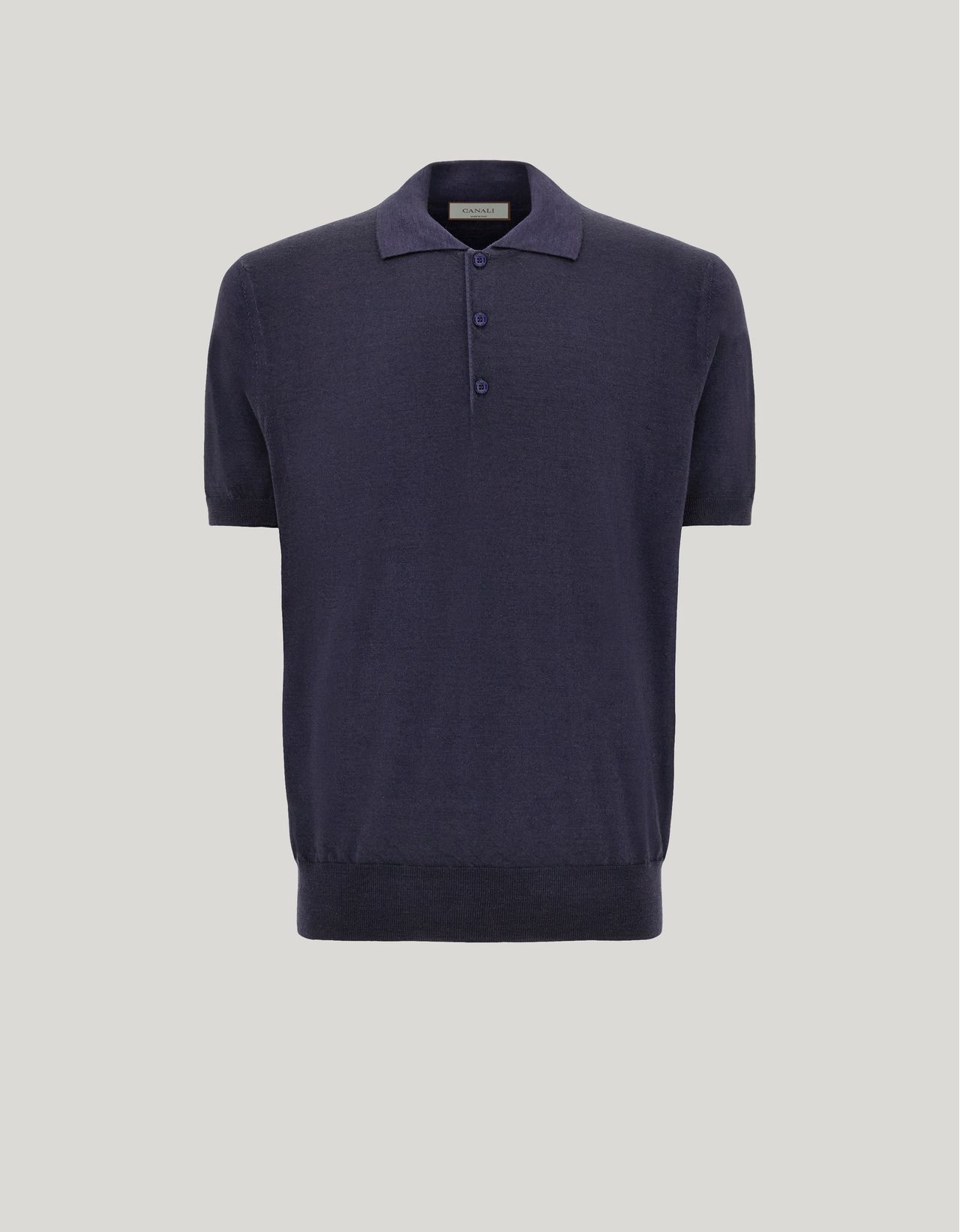 Canali Nuvola Dark Navy Garment-dyed Wool And Silk Polo Shirt In Blue