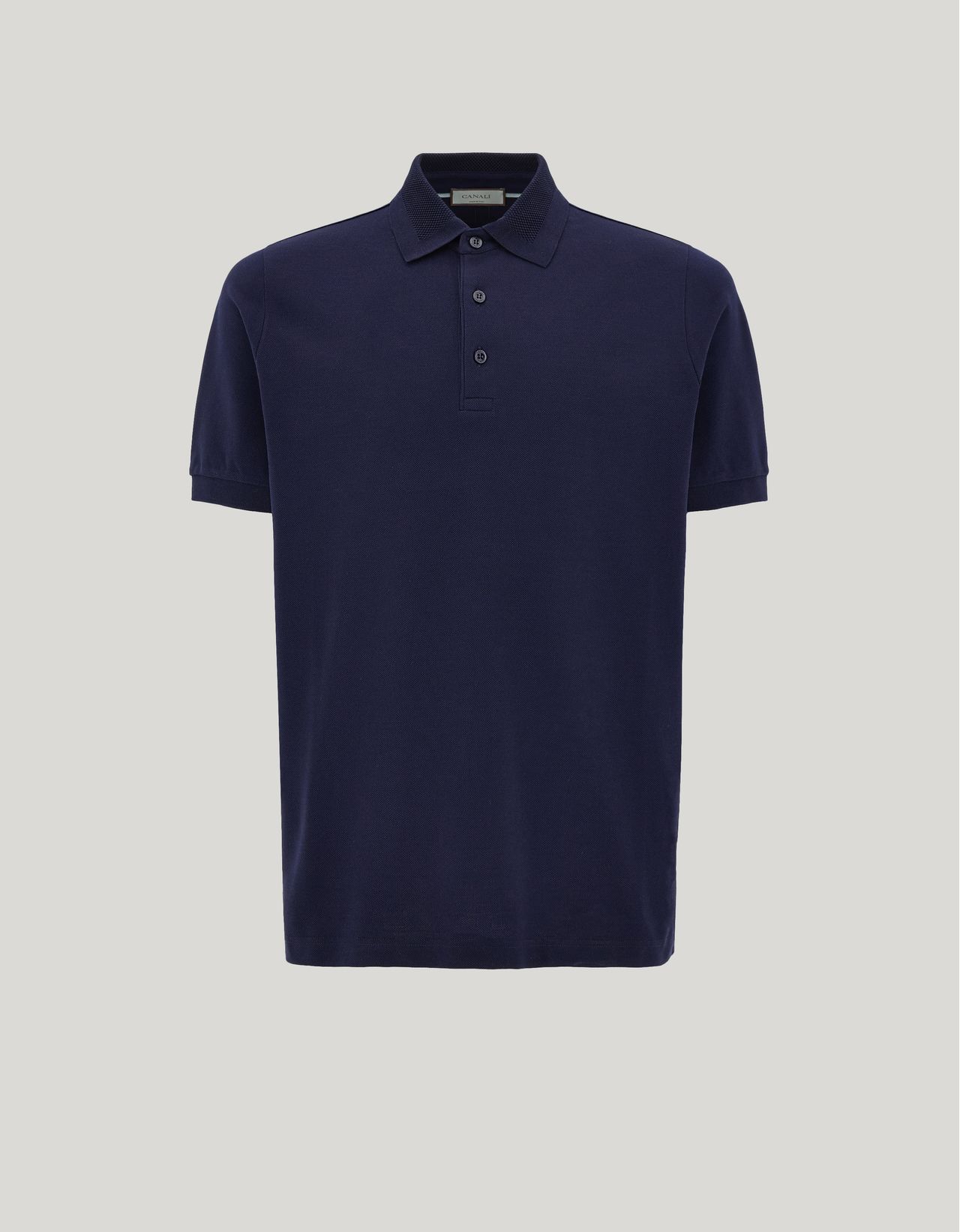 Canali Dark Navy Pure Cotton Polo Shirt With Sail Collar In Blue