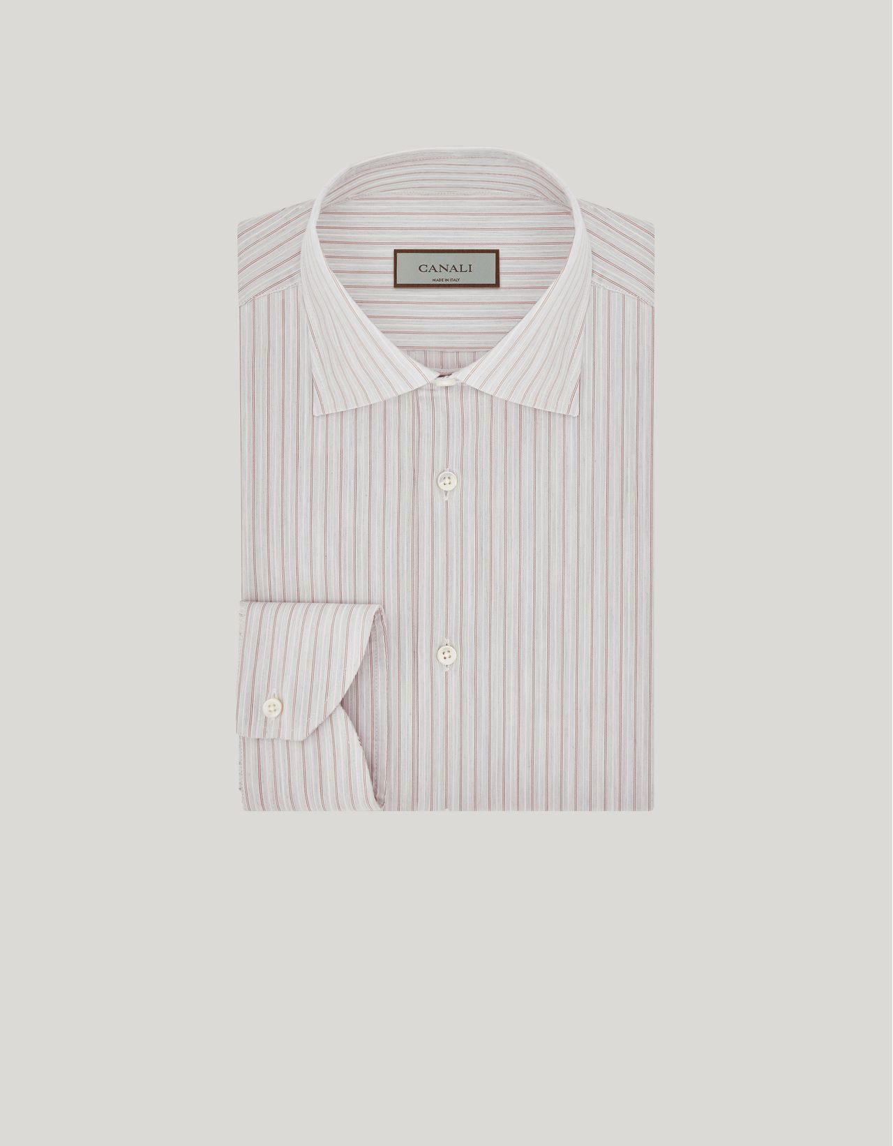 Canali Gray And Brown Regular Fit Lyocell Stretch Shirt In White