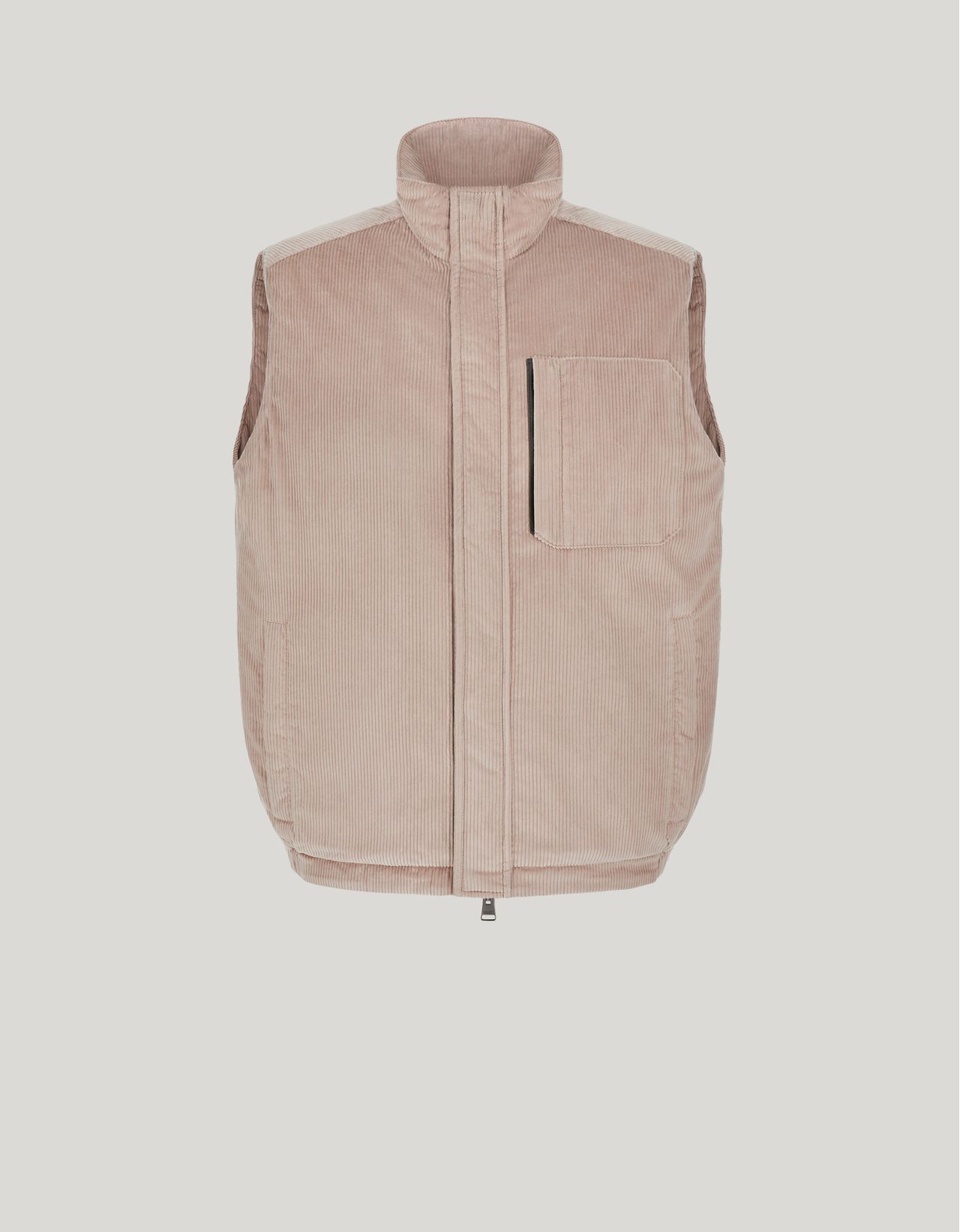 Canali Beige Padded Water-repellent Treated Pure Cotton Vest In Brown