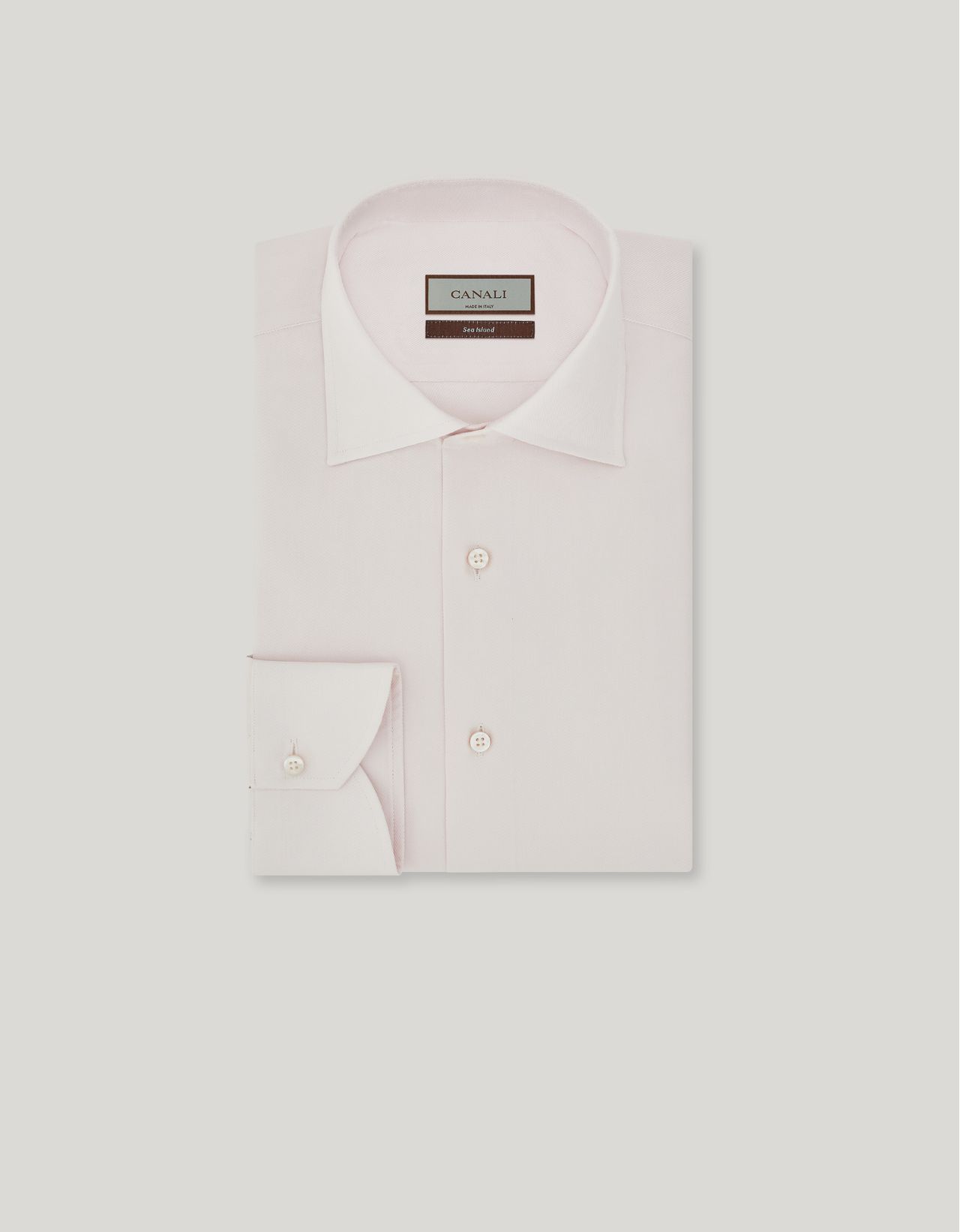 Canali Pink Cotton Twill Shirt With Mother Of Pearl Buttons In Pink