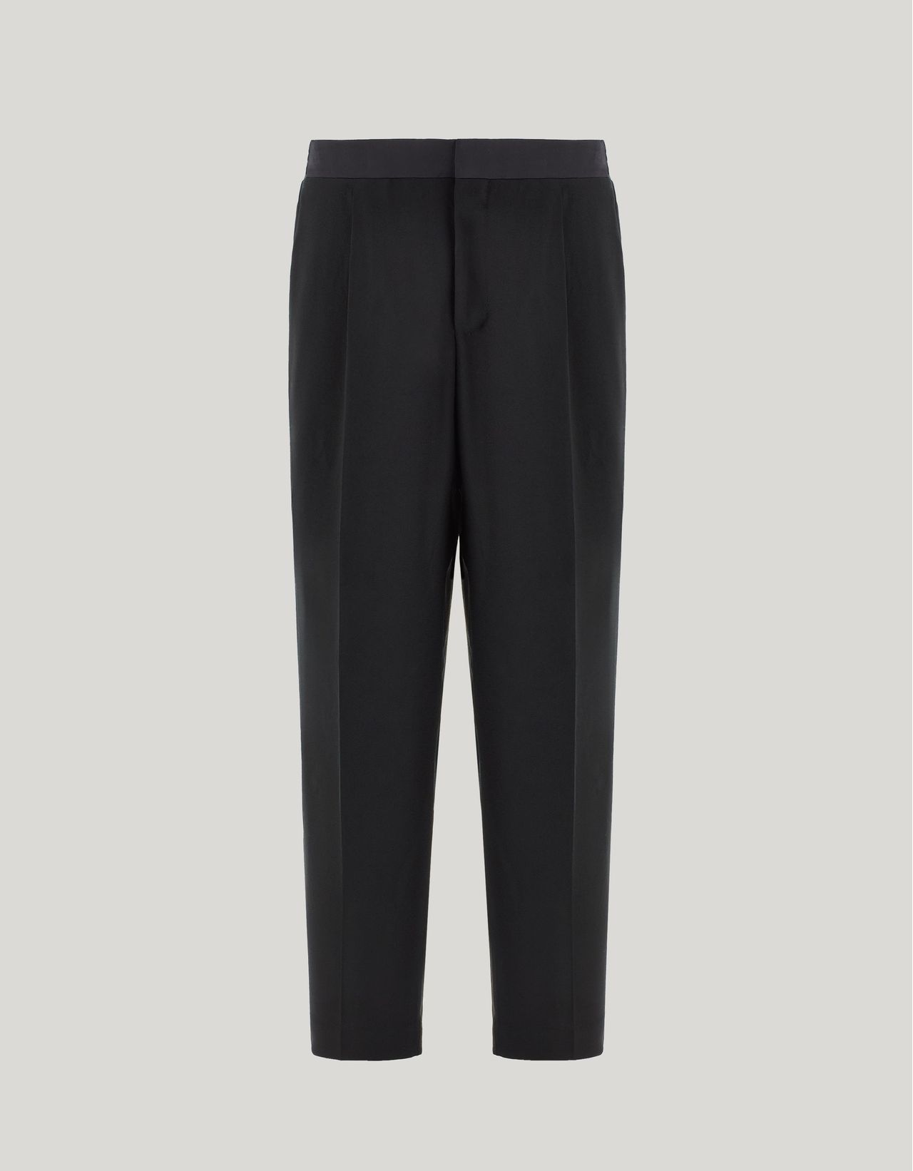 Canali Relaxed Fit Black Tuxedo Trousers In Stretch Wool In Black